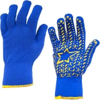 Рукавички робочі 301-2 сині  робочі трикотажні з пвх-рисунком