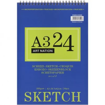 АКЦІЯ! Альбом для ескізів А3 24 аркуші SKETCH на спіралі  XQSU3200