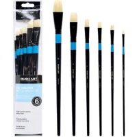 Набор художественных кистей 6шт ПЛОСКИ для масляных красок LO59066-2