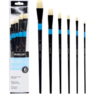 Набор художественных кистей 6шт ПЛОСКИ для масляных красок LO59066-2