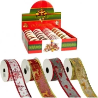 АКЦІЯ! Стрічка декоративна Новорічна ширина 4см HL21D-05