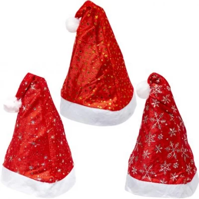 Шапка Діда Мороза із зірочками 6241-2 Шапка Діда Мороза із зірочками 6241-2