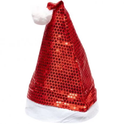 Шапка Діда Мороза з паєтками 6241-4 Шапка Діда Мороза з паєтками 6241-4