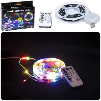 Гірлянда USB LED 100L стрічка 10 метрів, із музикою D-50