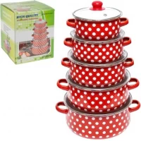 Набір емальованих каструль 5шт  1,1 л/1,6 л/2,3 л/3,1 л/4 л з кришками 673FDG/ЕDG-10090