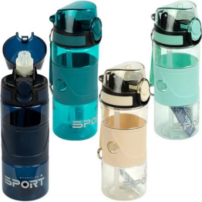 Пляшка для води 500мл з поїлкою та трубочкою спортивна DB-1324