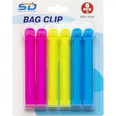 Набір затискачів для пакетів 6шт неон  7818  11*1,5*1,5см
