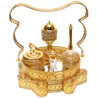 Набор для чаепития золотой B22J3134 на подставке.