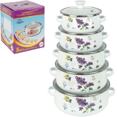 Набір емальованих каструль 5шт 1,1 л/1,6 л/2,3 л/3,1 л/4 л з кришками 673FDG-1-0246 Набір емальованих каструль 5шт 1,1 л/1,6 л/2,3 л/3,1 л/4 л з кришками 673FDG-1-0246