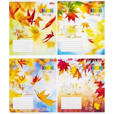 Зошит кольоровий 12 аркушів, коса лінія з додатковою лінією 3373 N