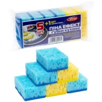 Губка для миття посуду Vivat - Піно Ефект 5+1 штук, 9*6*3,5 см