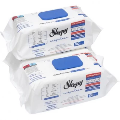 Вологі серветки для прибирання 100шт ТМ SLEEPY Easy Clean Bleach синій клапан