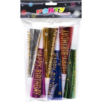 Набір трубочка-свисток кольорова фольгована 20см 6 штук 1698-1 Набір трубочка-свисток кольорова фольгована 20см 6 штук 1698-1