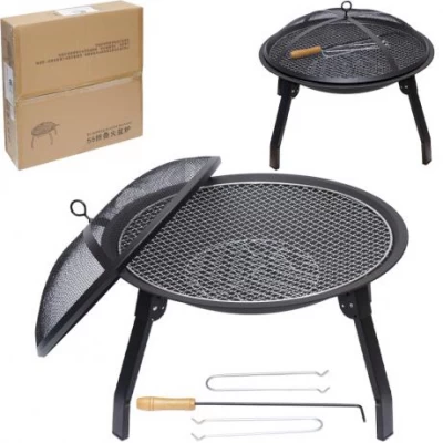 Мангал круглий із кришкою сіткою 55 см YS0448-6