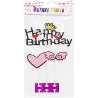 Прикраси - топер для торта Happy Birthday серце 87-5