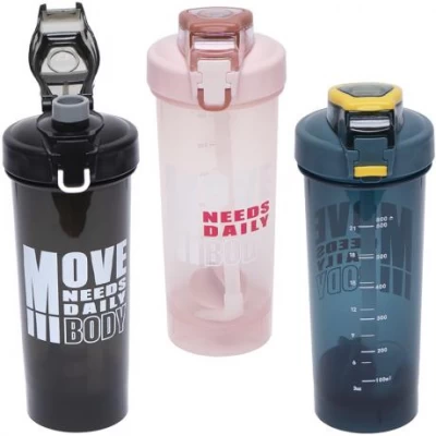 Пляшка для води пластик 0,8 літра з трубочкою 8896