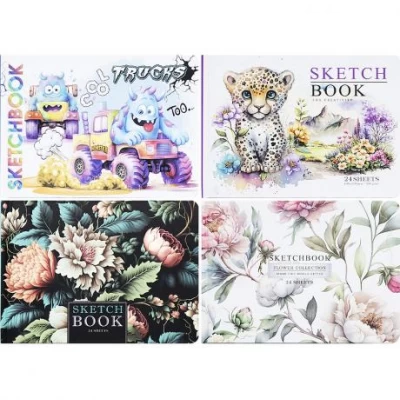 Блокнот скетчбук А5 Мандарин 24л., тверда обкл., чистий лист 9576/-77/-78/-79