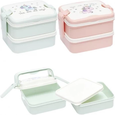 Контейнер для їжі подвійний ланч-бокс 6301,  16*12*11см