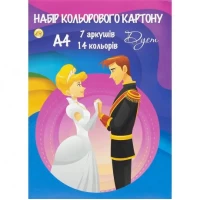 Кольоровий картон А4 Кольоровий дует 7 аркушів (14 кольорів) ТМ Тетрада ТЕ1197