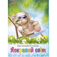 Кольоровий картон А4 ЯСКРАВИЙ СВІТ односторонній 10 аркушів, картонна папка ТМ Family Line ТЕ462163