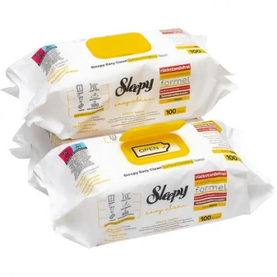 Вологі серветки для прибирання 100шт ТМ SLEEPY Easy Clean жовтий клапан