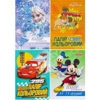 Кольоровий папір А4 14 листів (14 кольорів)на скобі, офсет 65 г/м2 ТЕ12050
