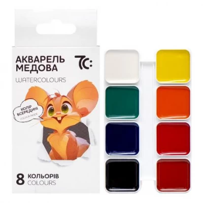Акварель 8 кол., б/п, картон, 7С: 7C10801