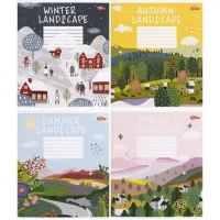 Зошит кольоровий 12 аркушів, коса лінія з додатковою лінією 3433 N