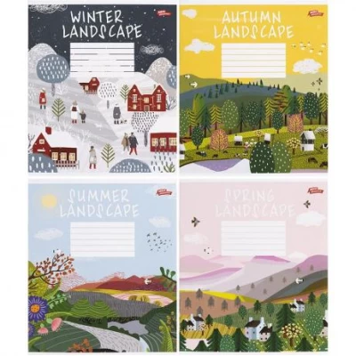 Зошит кольоровий 12 аркушів, коса лінія з додатковою лінією 3433 N