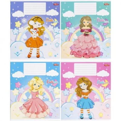 Зошит кольоровий 12 аркушів, коса лінія з додатковою лінією 3482 D