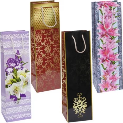 Пакет кольоровий Пляшка 12х39х9 см 7011