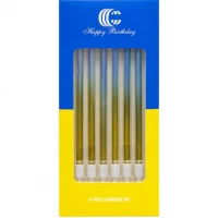 Набір свічок для торта 6шт С WK-1100 жовто-блакитний Набір свічок для торта 6шт С WK-1100 жовто-блакитний