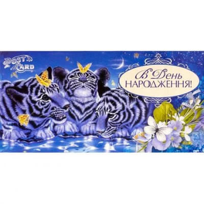 Конверт для грошей вітальний М-15-132 В День народження Конверт для грошей вітальний М-15-132 В День народження