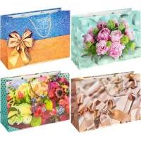 Пакет кольоровий великий Квіти  горизонтальный  24х35х12 см 5046