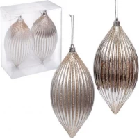 Набір ялинкових іграшок 2шт Срібло 241603A з глітером золото