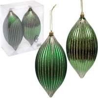 Набір ялинкових іграшок 2шт Зелений 16*8см 241603G з глітером золото