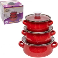 Набір емальованих каструль 3шт 0,5л/0,8л/1,2л з кришками 601DG-K