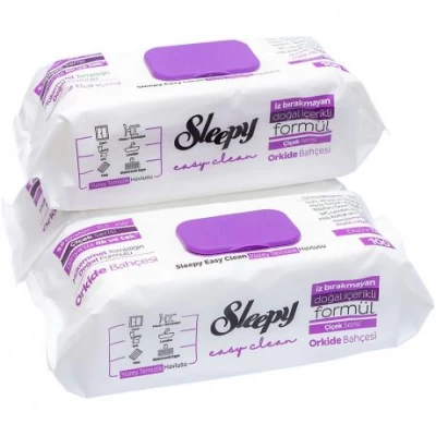 Вологі серветки для прибирання 100шт ТМ SLEEPY Easy Clean Orchid фіолетовий клапан