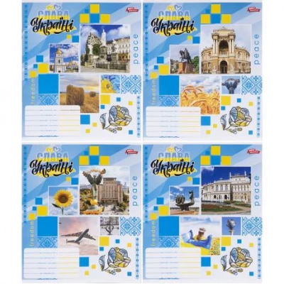 Зошит кольоровий 12 аркушів, коса лінія з додатковою лінією 3606N