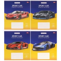 Зошит кольоровий 12 аркушів, коса лінія з додатковою лінією 3714 M