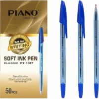 Ручка масляна PIANO прозорий корпус PT-1147-A синя
