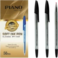 Ручка масляна PIANO прозорий корпус PT-1147-A чорна