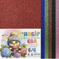 Фоаміран МІКС КОЛЬОРІВ 6 листів з глітером  А4, 21х29,7см, 2 мм 235820