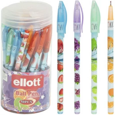 Ручка кулькова Luva Ellott ET813T-50PVC синя, у пластиковому тубусі