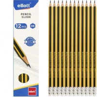 Олівець простий Ellott з гумкою НВ CL006-12