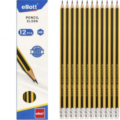 Олівець простий Ellott з гумкою НВ CL006-12