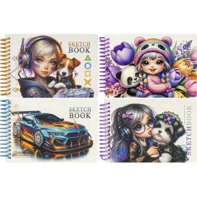 Блокнот скетчбук А6 Fresh 24ар. спіраль, чистий лист 100г/м2, 9848/-49/-50/51 Блокнот скетчбук А6 Fresh 24ар. спіраль, чистий лист 100г/м2, 9848/-49/-50/51