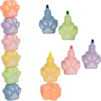 Набір текстових маркерів 6 кольорів Котяча лапка JS-094