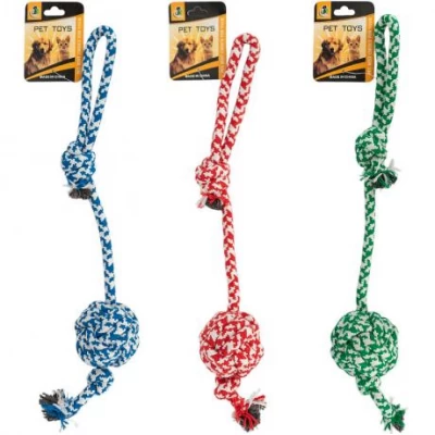 Канатна іграшка для собак 42 см з вузлом і зручною петлею 644