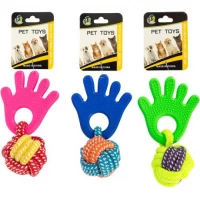 Іграшка жувальна Долонька з канатним м'ячиком для домашніх тваринок 681